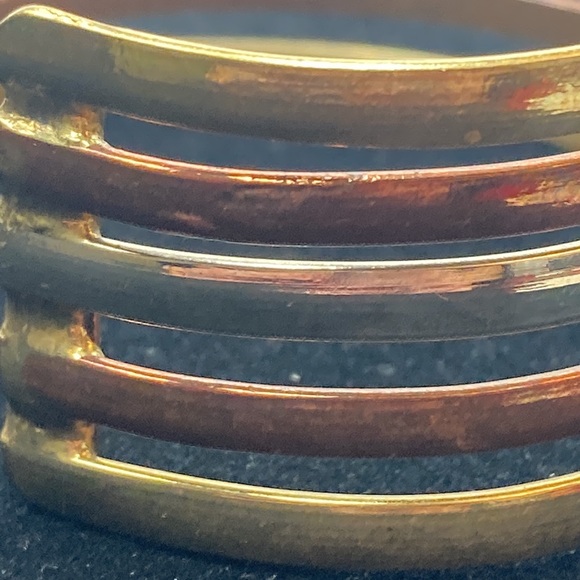 Mixed Metal Tone Stacked Look Cuff Bracelet Silver Gold Bronze - Picture 2 of 15